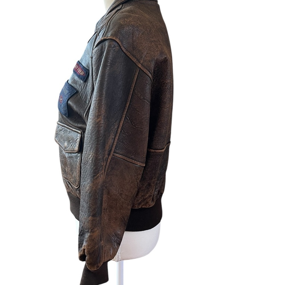 Vintage GAP Leather Flight Bomber Jacket – Lined Aviator Style - Picture 7 of 9